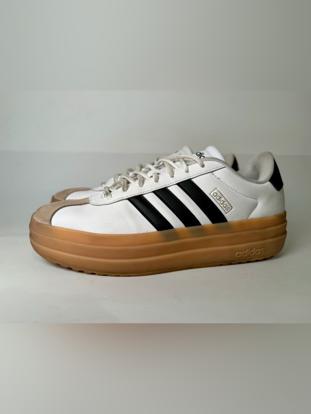 Adidas VL Court Bold White Black Gum Sole Women’s Size 10 Retro Skater Punk